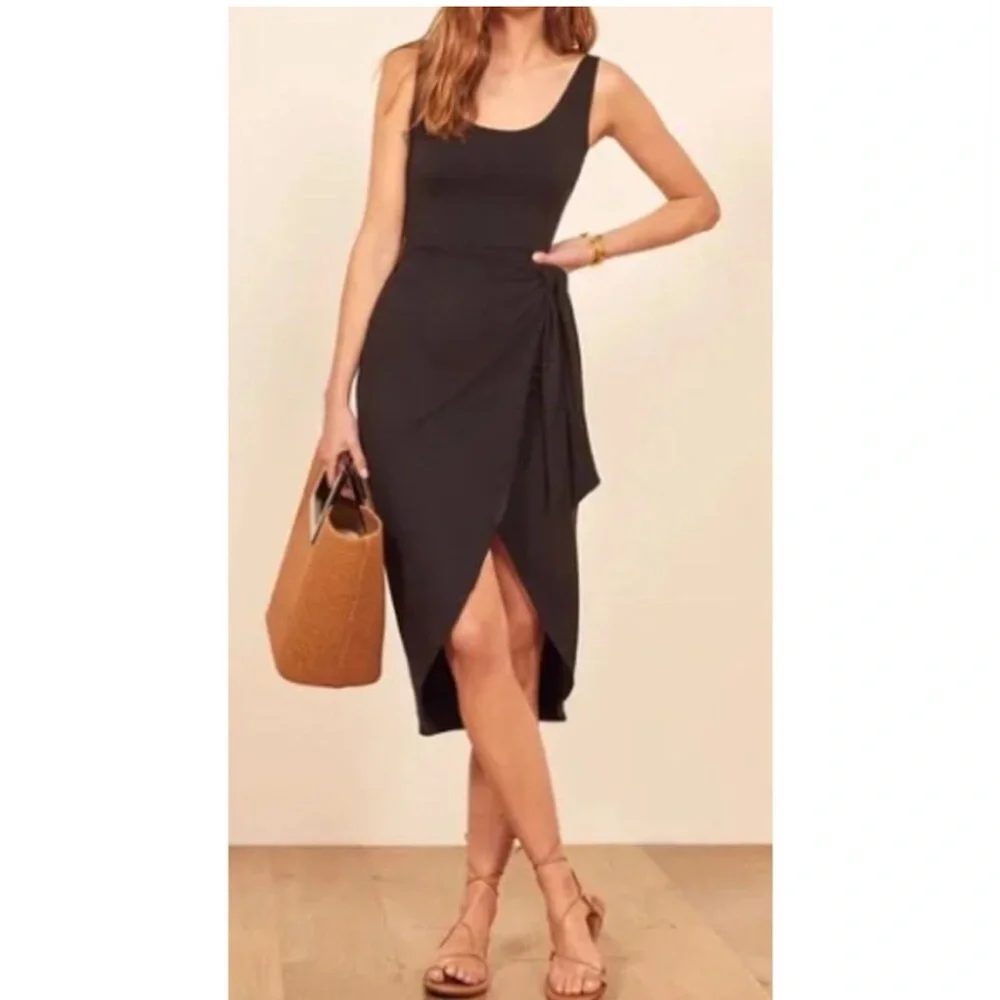 Reformation Dress Kaila Jersey Knit Midi Wrap - Picture 1 of 4